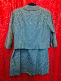 Vintage 60s blue and green brocade suit set