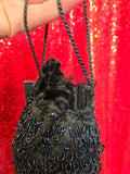 Vintage 20's Black and Iridescent Blue Beaded Bag