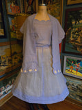 Vintage 50s sheer blue dress & shawl set w/ Rhinestones