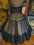 Vintage 50s black sheer nude illusion formal dress
