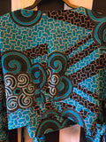 Handmade African Teal and Black Print Top & Pant Set