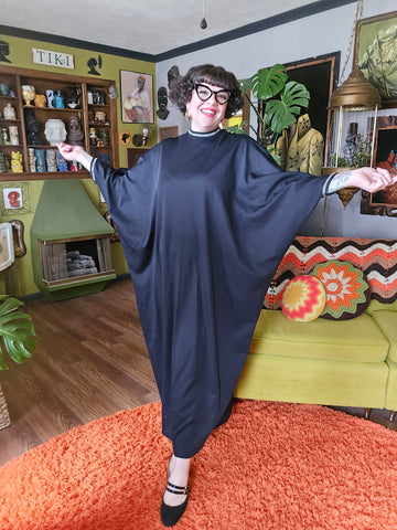 Vintage 1970s black rhinestone kaftan dress