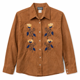 Vintage 90s Suede Chain Stitch Western Shirt