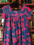 Vintage Ui Maikai Blue and Red Hibiscus Dress