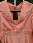 Vintage 70s Peach Floor Length Long Sleeve Dress