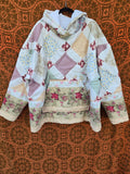 Unforgiven Upcycle Tan and Red Quilt Hoodie
