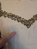 Vintage 50s white & gold embroidered wool dress