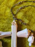 Unforgiven Animal Bone Cross Rosary Necklace