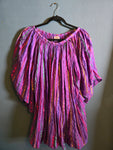 Vintage Purple Metallic Rainbow Stripe Bell Sleeve Top