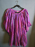 Vintage Purple Metallic Rainbow Stripe Bell Sleeve Top