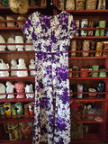 Vintage 60s Tropical Purple and White Dress