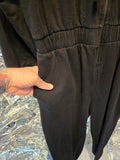 Gently Used Foxblood Black Hooded Jumpsuit