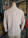Vintage 50s Pink Linen Button up Blouse with bow