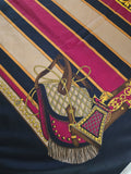 Vintage 80s navy red gold equestrian square scarf
