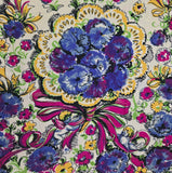 Vintage 30s blue purple yellow floral rayon scarf
