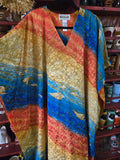 Vintage 90s Seashell Kaftan in Blue Orange and Yellow