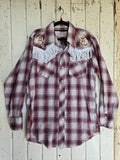 Unforgiven Upcycled Skull Burgundy Plaid Western