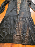 Antique 1920s Black Embroidered Flapper Dress