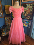 Vintage 60s Pink Sequin Formal Prom Dress