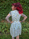 Vintage 60s White Peacock Novelty Print Dress