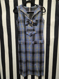 Vintage 60 Blue Plaid Buckle and Bow Dress