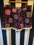 Handmade Purple and Whit Bark Cloth Three Piece Set