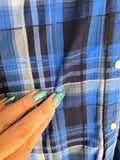 Unforgiven Upcycled Rose Royal Blue Plaid Western