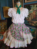Vintage 90s Purple Morning Glory Square Dancing Skirt