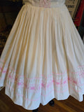 Vintage 50s white and pink lace fit and flare dress