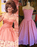 Vintage 80s Pink and White Polka Dot Formal Dress