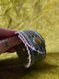 Unforgiven Upcycled Green Keyhole Leather Belt Cuff