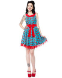 Gently Used Sourpuss Red and Teal Cherry dress