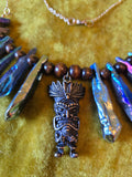 Unforgiven Blue Oxidized stone Tiki Necklace