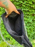 Vintage 40's Black Knit Bag Twisted Lucite Handle