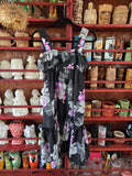 Vintage 80's Black and Purple Hawaiian Dress