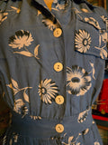 Vintage 40s blue and white floral romper and skirt set