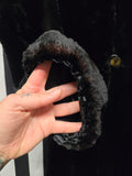 Vintage 30s Long Black Fur Coat with Bakelite Button