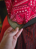 Vintage 90s Red and Black Lace Square Dancing Skirt