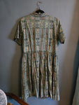 Vintage Volup Pastel Blue and Green Paisley Shirt Dress