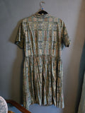 Vintage Volup Pastel Blue and Green Paisley Shirt Dress