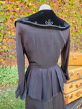 Vintage 1940s Black Velvet Jacket and Skirt Set