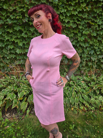 Vintage 60s Pink Double Knit Polyester Dress