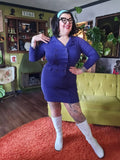 Vintage Lady Carol Blue Button Up Wiggle Dress