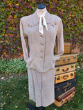 Vintage 40s Brown Linen Jacket Skirt Suit Set