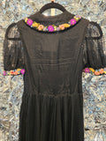 Vintage Black Lace Dress with Floral Collar
