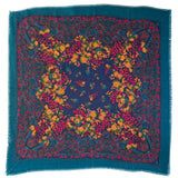 Vintage 80s teal and pink grape print square scarf