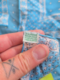 Vintage 50s Pastel Blue Paisley Silk Square Scarf