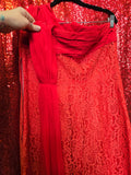 Vintage 60s Red Lace Strapless Dress with Sash