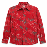 Vintage 60s Red Paisley Patchwork Western Shirt