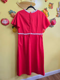 NotTooShabby Vintage 70s Red Dress White Applique